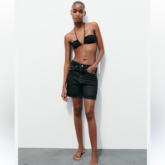 ZARA TRF MID-RISE DENIM SHORTS - BERMUDA SHORTS 90s - Picture 3 of 9